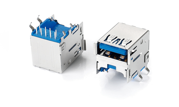 架高USB3.0 90度 DIP(下空位TYPE C)PA9T藍色 UNF09L-B3AN-18P0