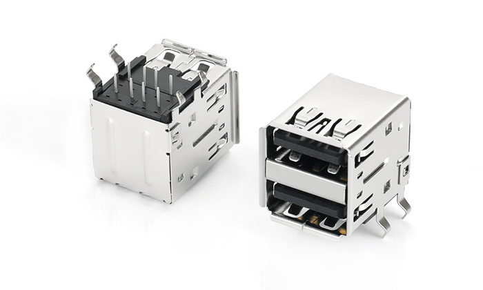 雙層USB3.0 8PIN 201外殼PA66黑色 UBF08L-61TN-18P0