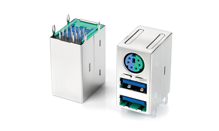 MINI DIN+雙層USB(3.0)魚叉間距(12.0)MAF24L-2AAN-18P0