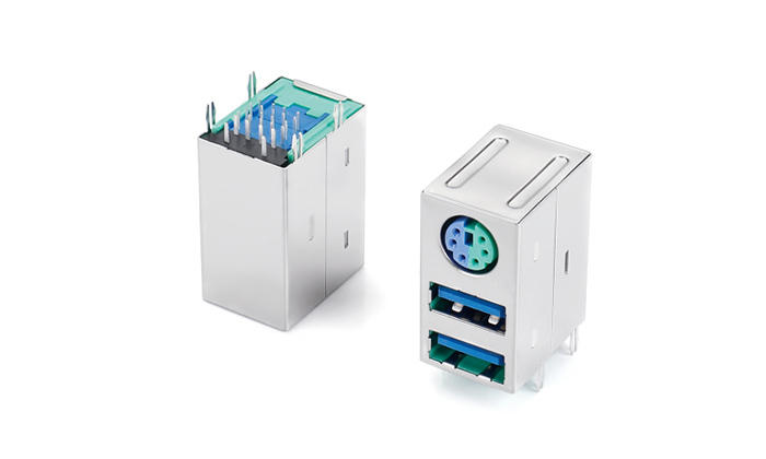 MINI DIN+雙層USB(3.0)魚叉間距10.5(無彈)MAF24L-2AAN-38P0